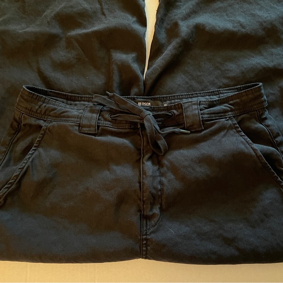 🌈 HUDSON Black Wide Leg Flare Linen Pants High Rise Size 30/10 - Picture 5 of 13